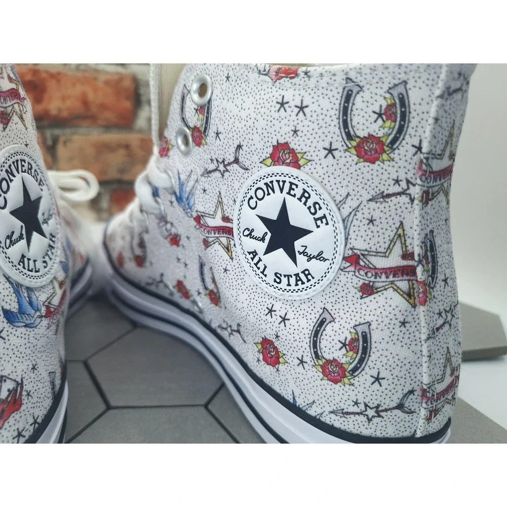 Converse Chuck Taylor Hi American Traditional Tattoo Flash Print Mens Sz 9 Rare